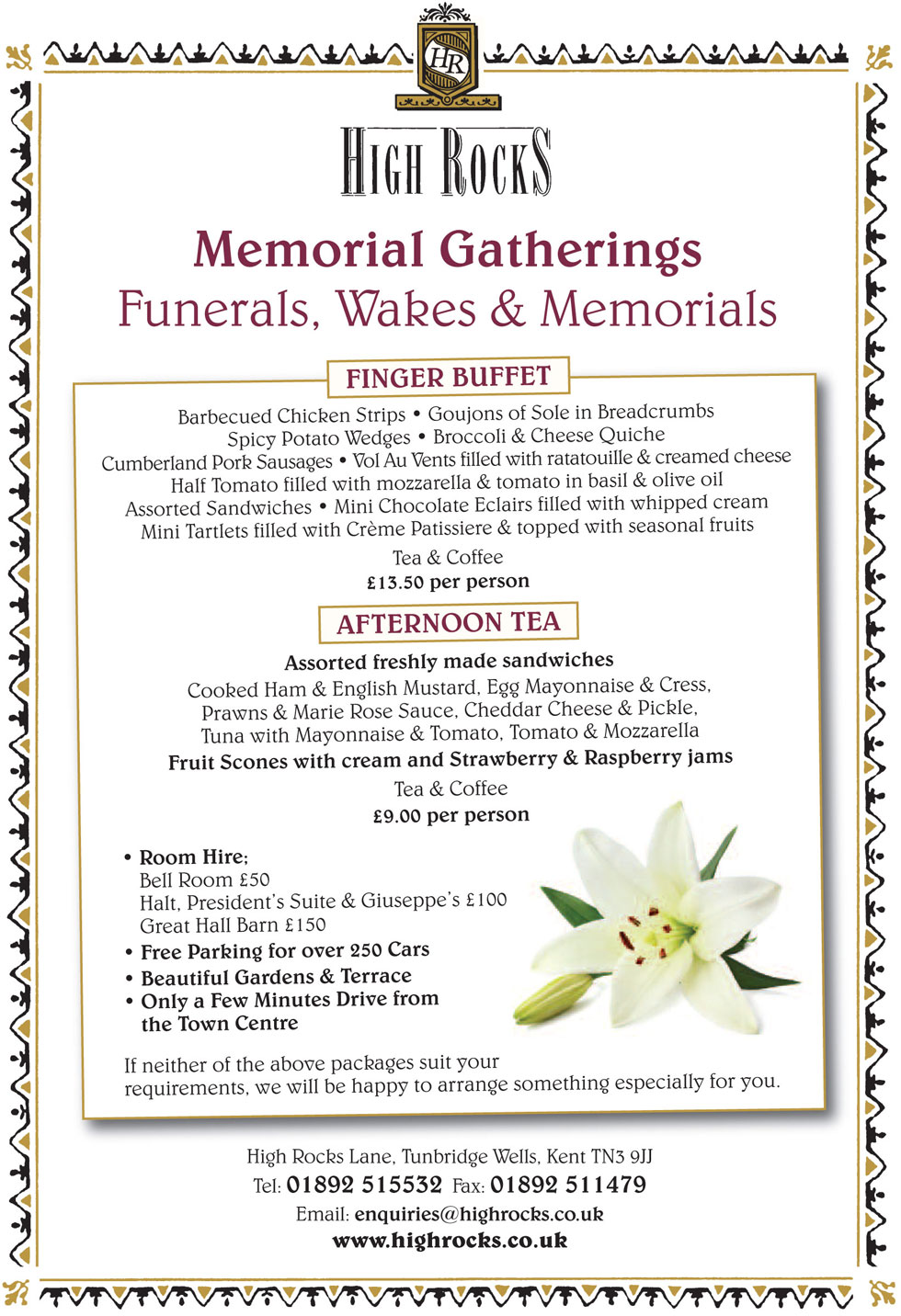 Memorial Gathering in Tunbridge Wells Kent High Rocks